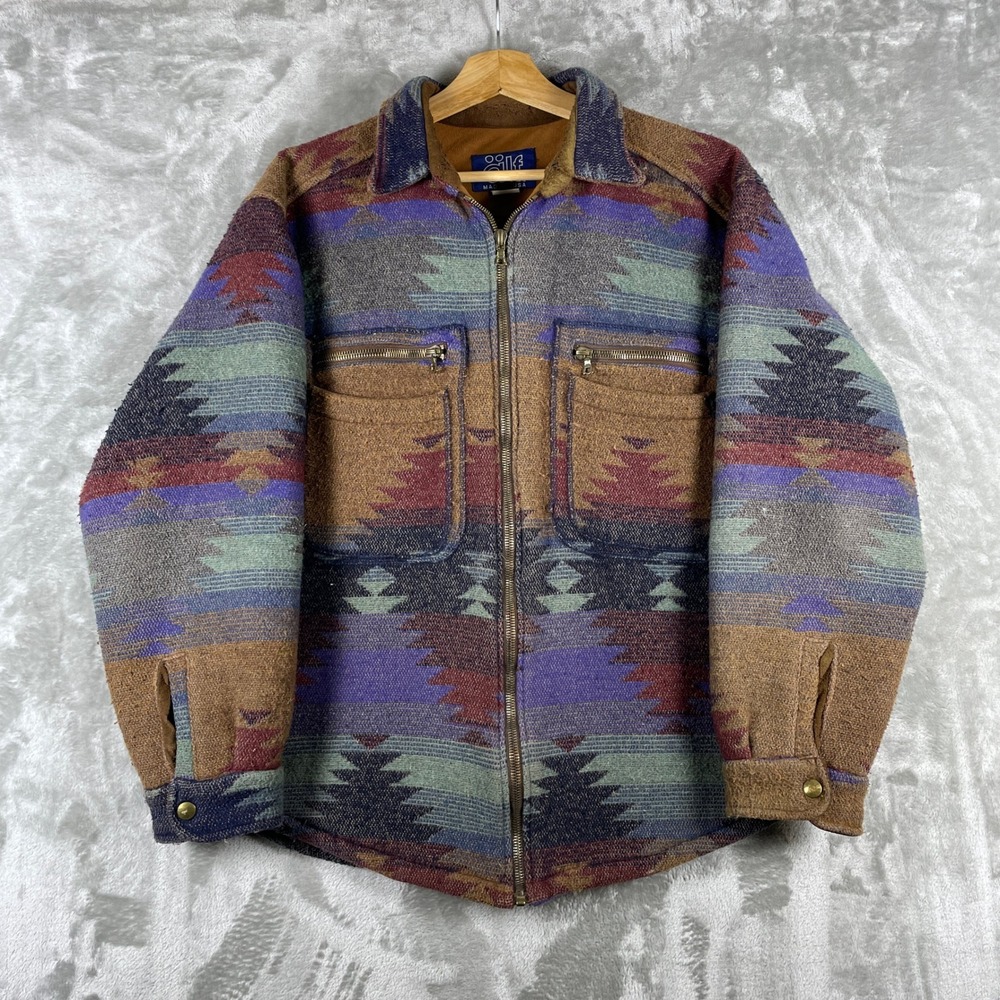 Vintage 90s Kuhl ALF Jacket Mens Medium Aztec Blanket Southwest Made in USA
